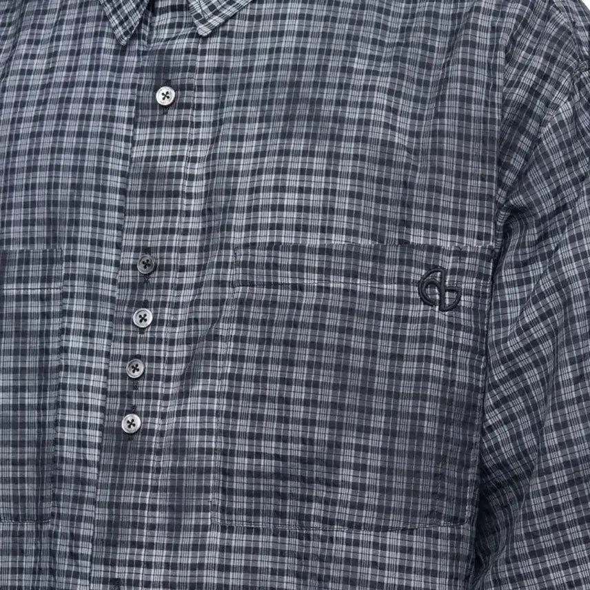 [BUNJANG] NOMANUAL Oversized Check Shirt Charcoal L / 노매뉴얼 오버사이즈 체크 셔츠 차콜L