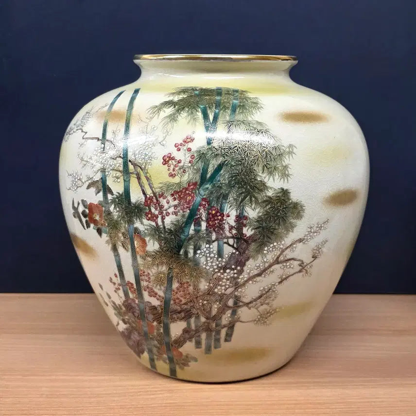 [BUNJANG] Kutani Ware Large Gilt Bird and Flower Vase / 명품 일본 도자기 - 구타니 야키 화조도 대형 금채 화병
