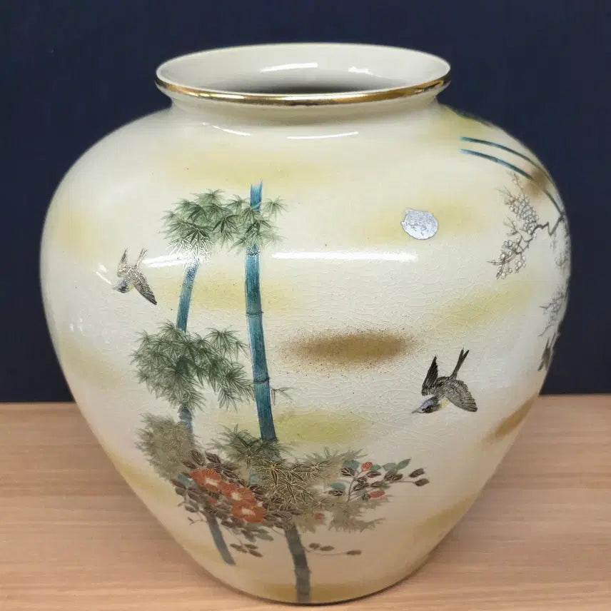 [BUNJANG] Kutani Ware Large Gilt Bird and Flower Vase / 명품 일본 도자기 - 구타니 야키 화조도 대형 금채 화병