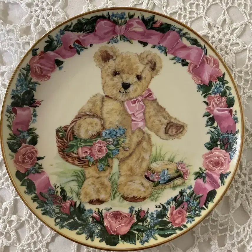 [BUNJANG] American Vintage Teddy Bear Plate with Gold Rim / 미국빈티지 테드베어