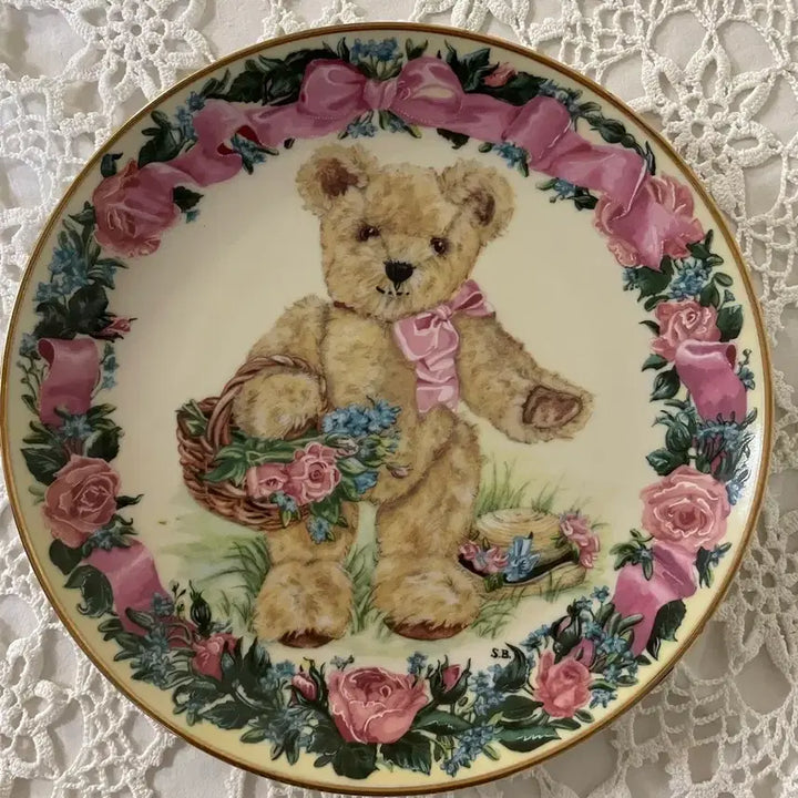[BUNJANG] American Vintage Teddy Bear Plate with Gold Rim / 미국빈티지 테드베어