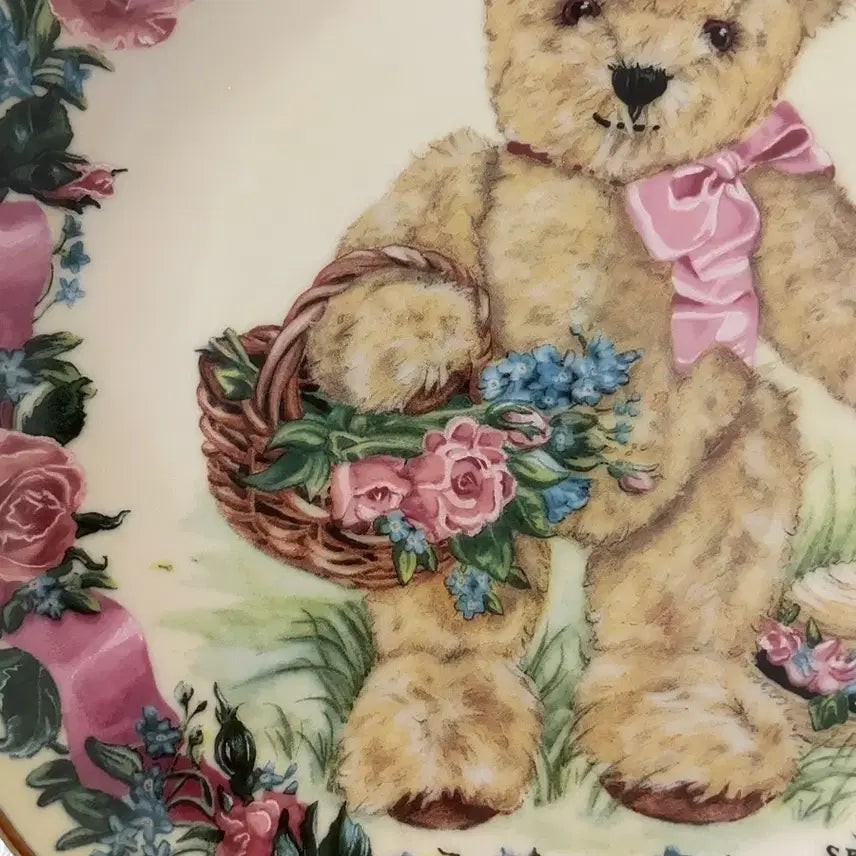 [BUNJANG] American Vintage Teddy Bear Plate with Gold Rim / 미국빈티지 테드베어