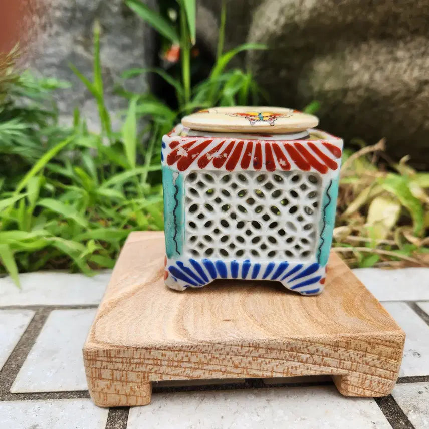 [BUNJANG] Japanese Antique Celadon Cloisonné Incense Burner / 일본 고도자기 칠보투각향로