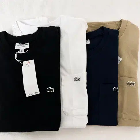 [BUNJANG] Lacoste Pocket T-Shirt (Black, White, Navy, Beige) / 정품/무료배송) 라코스테 포켓 반팔 , 블랙 화이트 네이비 베이지