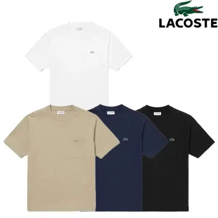 [BUNJANG] Lacoste Pocket T-Shirt (Black, White, Navy, Beige) / 정품/무료배송) 라코스테 포켓 반팔 , 블랙 화이트 네이비 베이지