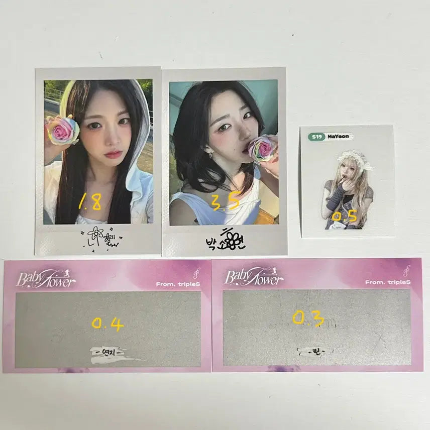 [BUNJANG] TripleS 1st Week Broadcast Photocard Set Sohyun Nien Hayeon Lynn / 트리플에스 1주차 공방 포카 폴라 소현 니엔 하연 린 양도