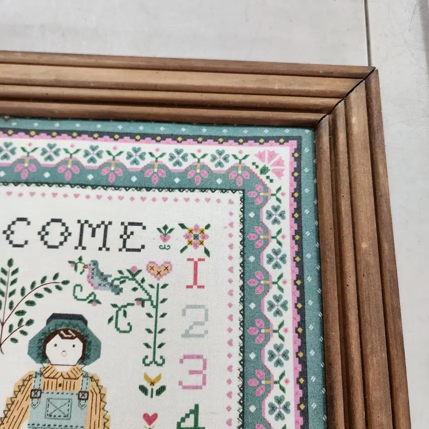 [BUNJANG] Wooden Framed Fabric Wall Art 42cm x 42cm / USA 나무액자 42cmX42cm 액자 속에 천이 들어가 있어요
