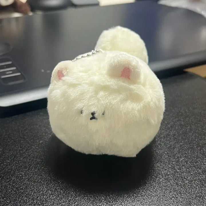 [BUNJANG] White Puppy Gachapon Plush Keychain Pomeranian Capsule Toy / 흰 강아지 가챠 인형 키링 포메라니안 포메 캡슐