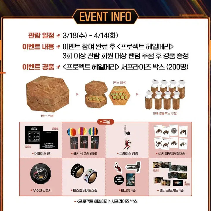 [BUNJANG] Project Hail Mary Limited Edition Surprise Box / 프로젝트 헤일 메리 N차 관람 200개 한정판 굿즈 서프라이즈박스