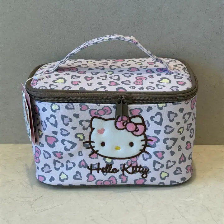 [BUNJANG] Hello Kitty Pink Leopard Top Handle Pouch / 헬로키티 핑크 레오파드 탑핸들 파우치 새상품