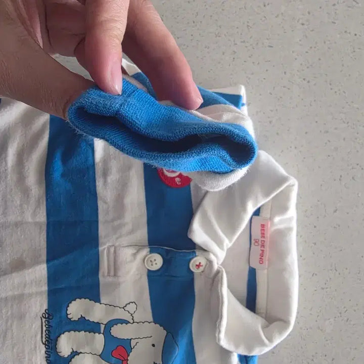 [BUNJANG] Bebepino Striped Collar T-Shirt Size 90 / 베베드피노 스트라이프 카라티 90