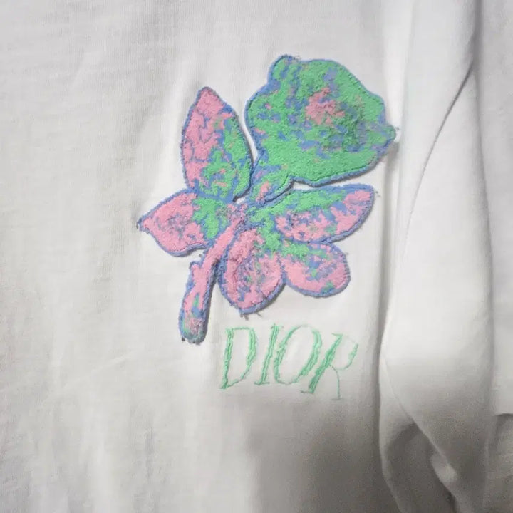 [SOLD OUT] 디올 반팔 티셔츠 핑크/그린 플라워 M