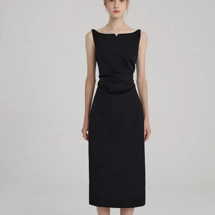 [BUNJANG] Floome Diana Drape Sleeveless Dress (Black) / 플로움 다이애나 드레이프 슬리브리스 드레스(블랙)