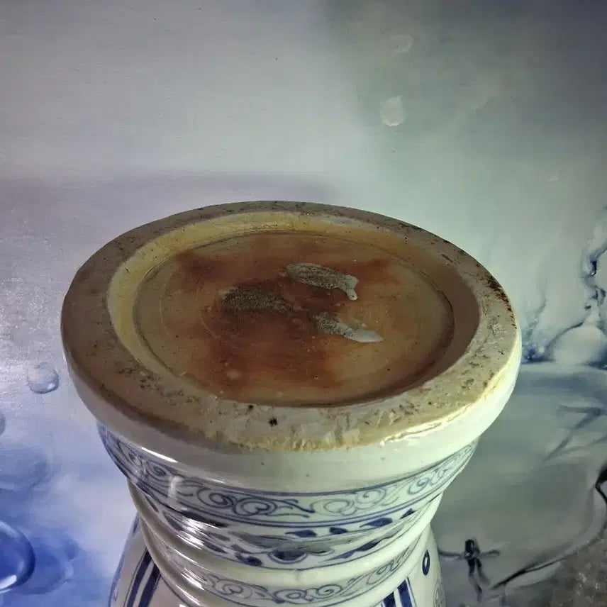 [BUNJANG] Joseon Dynasty Celadon Porcelain Vase with Phoenix Motif / 청화백자 봉황문  양이호 도자기