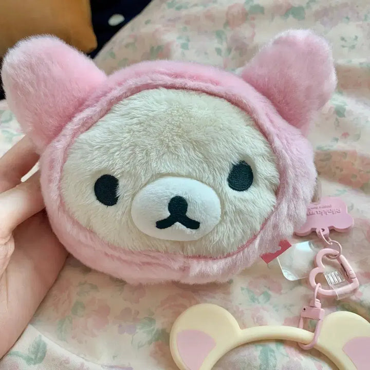[BUNJANG] Korilakkuma Rabbit Wallet Pouch with Strap, Keychain Holder, and Carabiner Bundle Set / 일괄) 코리락쿠마 우사기 지갑 파우치, 스트랩 키링 걸이 카라비너