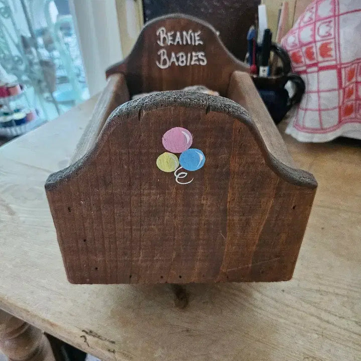 [BUNJANG] Vintage Wooden Baby Doll Bed with Floral Bedding / <무료배송>길이26x폭17x높이19 빈티지 원목 베이비돌 침대
