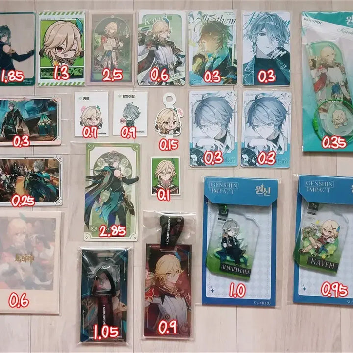 [BUNJANG] Genshin Impact Alhaitham &amp; Kaveh Merchandise Bundle Set / 원신 알하이탐 카베 위주 굿즈 일괄