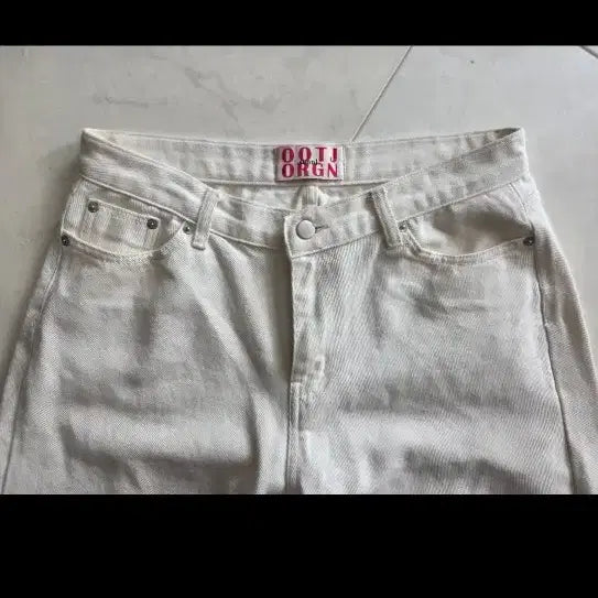 [BUNJANG] OOTD ORGN White Wide Curved Denim Pants Large / OOTD ORGN 화이트 와이드 커브드 데님 팬츠 라지사이즈