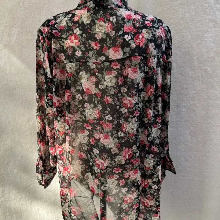 [SOLD OUT] 빈티지 플라워 쉬폰 시스루 셔츠 블라우스