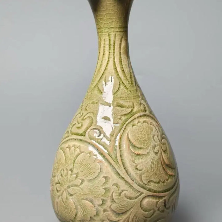 [BUNJANG] Goryeo Dynasty Celadon Vase with Incised Floral Pattern / 월주요 청자 음각화문 호춘병 중국도자기 골동품 고미술품 수집품
