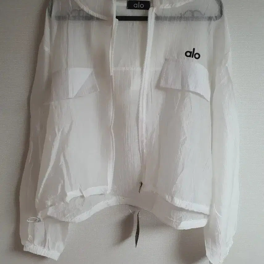[BUNJANG] ALO See-through Windbreaker White / 새거 시스루 알로 요가 바람막이 화이트 알로바람막이 알로후드집업