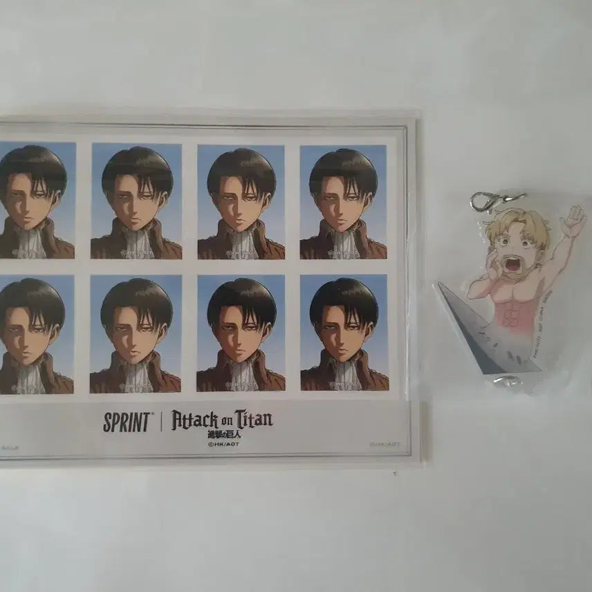 [BUNJANG] Attack on Titan Levi Proof Photo &amp; Zeke Connected Acrylic Charm (Sealed) / 미개봉)리바이 증명사진/진격거 쿠지 F상 지크 연결아크릴 참