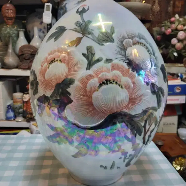 [BUNJANG] Peony Pattern Ceramic Vase / 목단문행꼬병