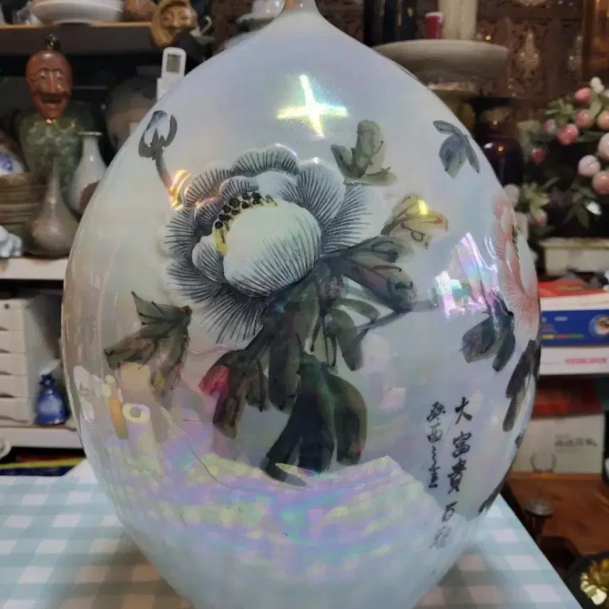 [BUNJANG] Peony Pattern Ceramic Vase / 목단문행꼬병