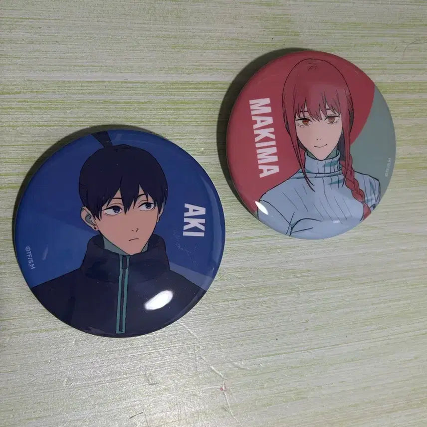 [BUNJANG] Chainsaw Man Makima Aki Big Can Badge Set / 체인소맨 빅 캔뱃지 마키마,아키