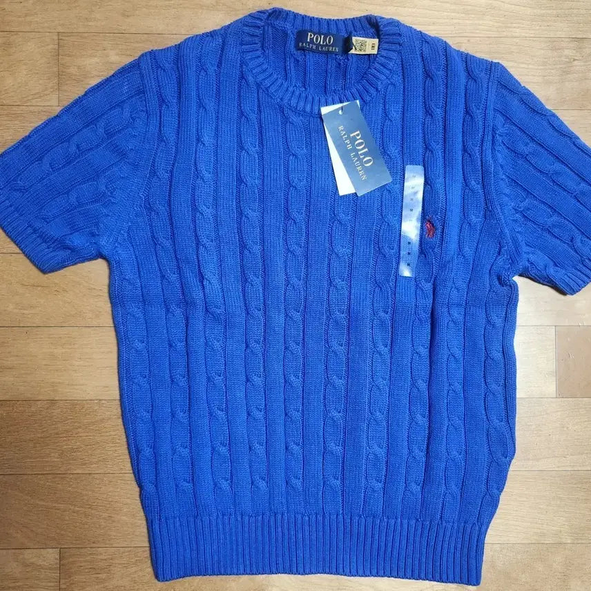 [BUNJANG] Polo Ralph Lauren Cable Short Sleeve Knit Blue M / [새상품 정품] 폴로 랄프로렌 케이블 반팔 니트 블루 M