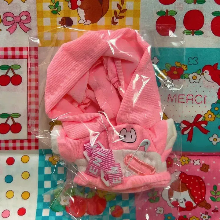 [BUNJANG] 10cm Cat Plush Clothing Pink Hoodie / 10cm 솜인형 고양이 귀 핑크 후드집업 누이옷