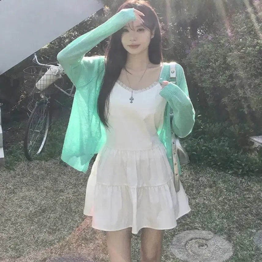 [SOLD OUT] [여름살안타 루즈핏][쿨링] 스콘 라운드넥 팬던트 살안타템 여름 가디건
