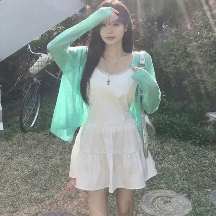 [SOLD OUT] [여름살안타 루즈핏][쿨링] 스콘 라운드넥 팬던트 살안타템 여름 가디건