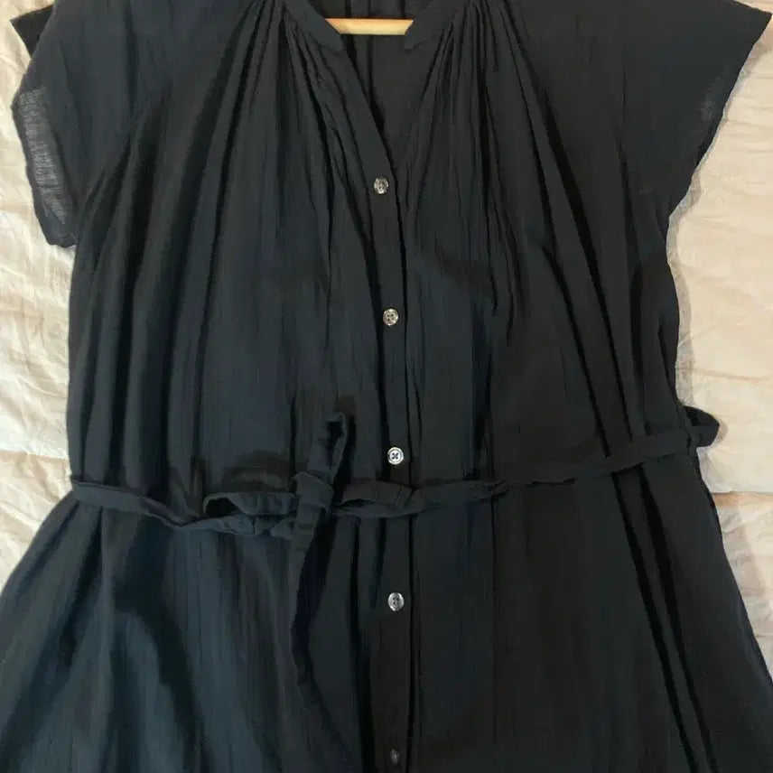 [SOLD OUT] 무인양품 프렌치 슬리브 원피스 S 블랙