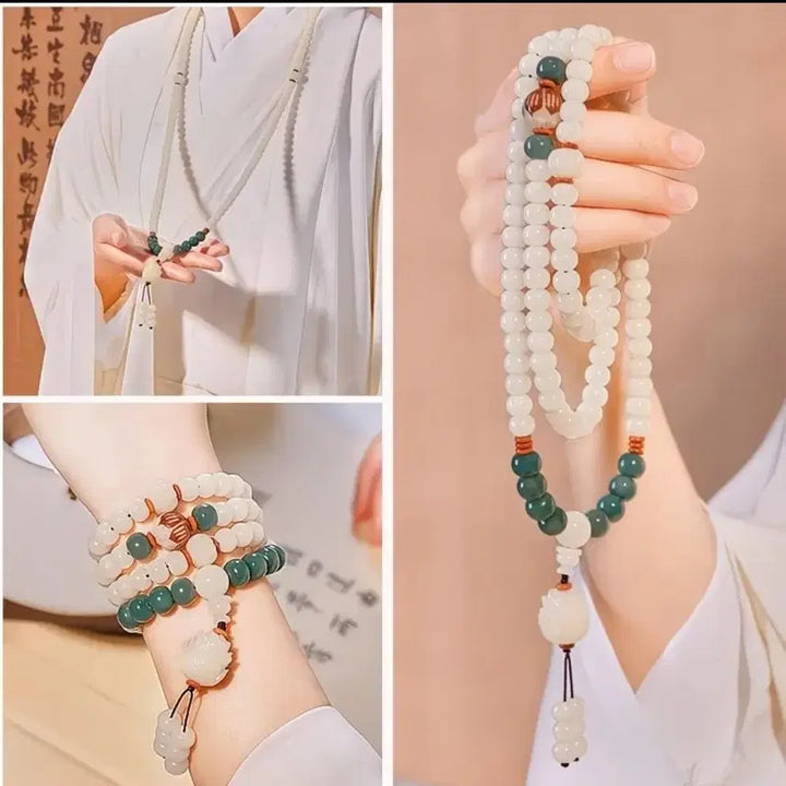 [BUNJANG] White Jade Barley Root 10mm 108 Prayer Beads / 백옥 보리근 9mm108염주