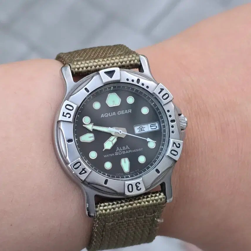 [BUNJANG] Seiko Alba Aqua Gear V348-6A50 Field Watch / 세이코 알바 아쿠아기어(Aqua Gear) V348-6A50