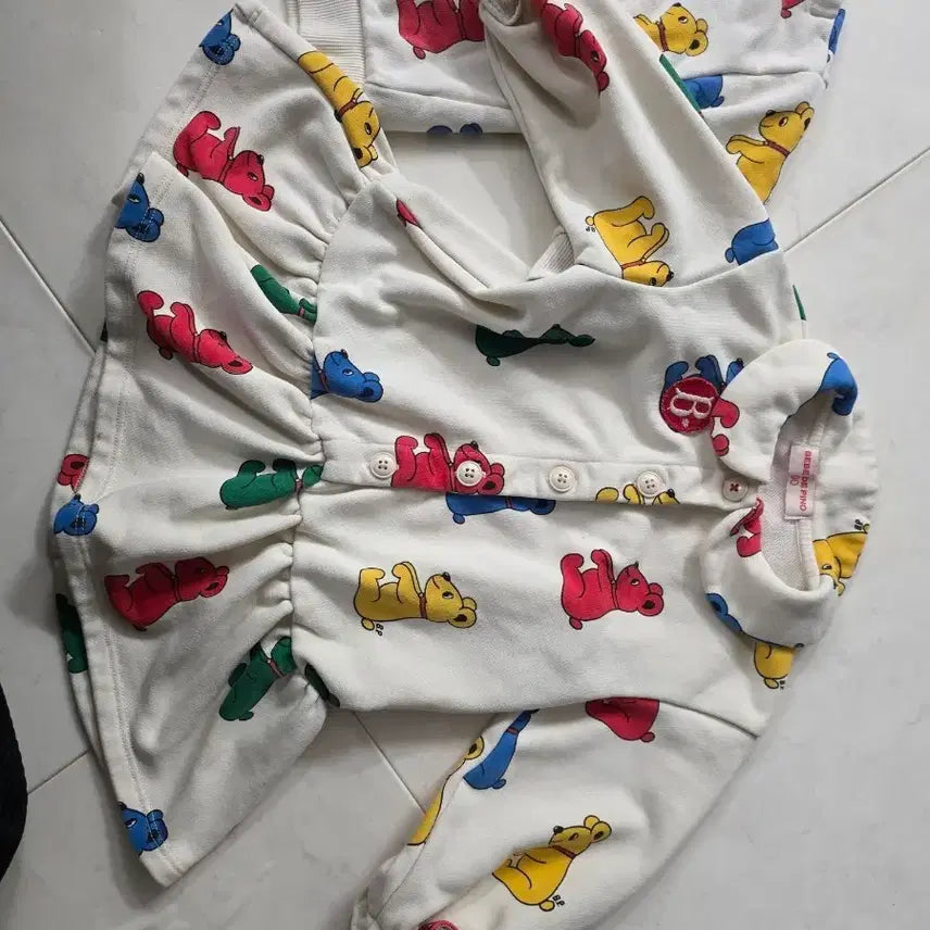 [BUNJANG] BebeDino Bear Pattern Sweatshirt Dress Set Size 90 / 베베드피노 맨투맨 원피스 세트 90사이즈 쌍둥이 추천