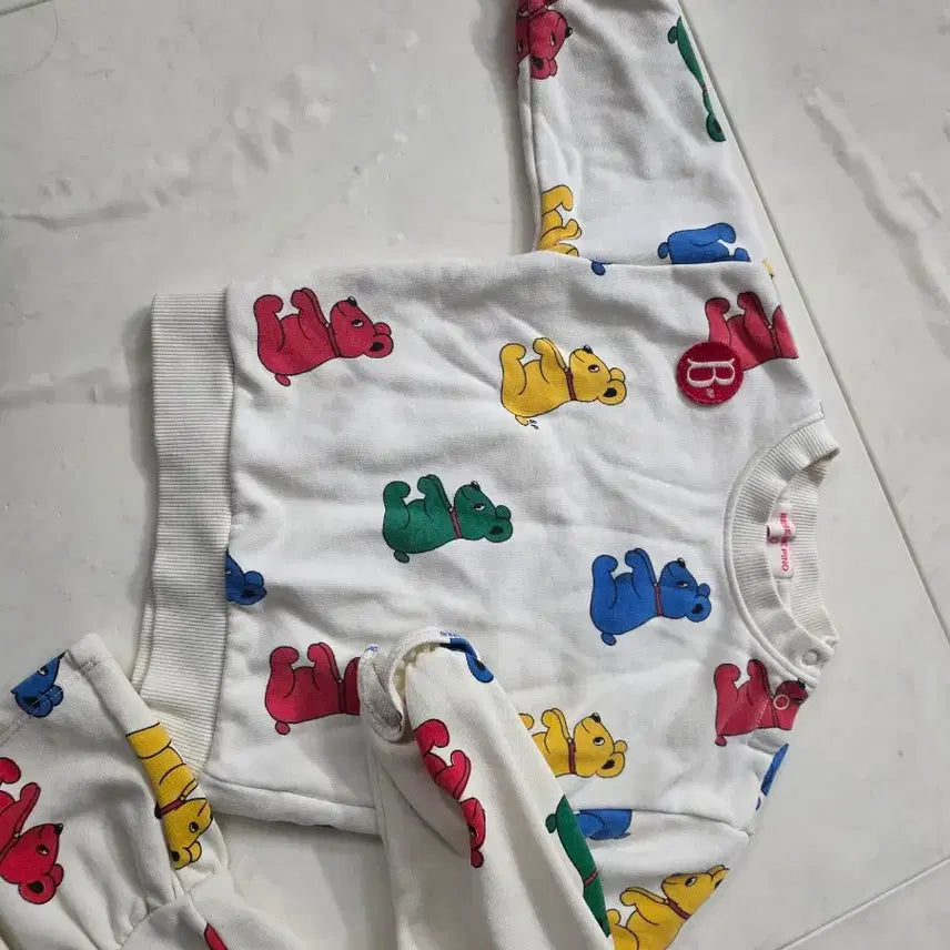 [BUNJANG] BebeDino Bear Pattern Sweatshirt Dress Set Size 90 / 베베드피노 맨투맨 원피스 세트 90사이즈 쌍둥이 추천