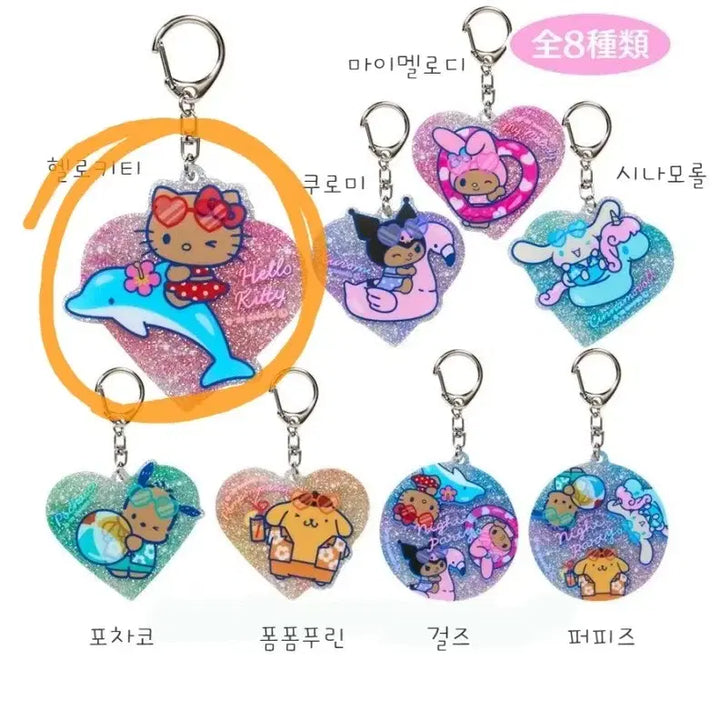 [BUNJANG] Sanrio Tanning Night Party Acrylic Keyring - Kitty / 산리오 태닝 나이트 파티 아크릴 키링 키티