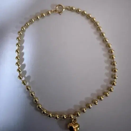 [BUNJANG] 14K Gold Heart Pendant Ball Chain Bracelet / 14금팔