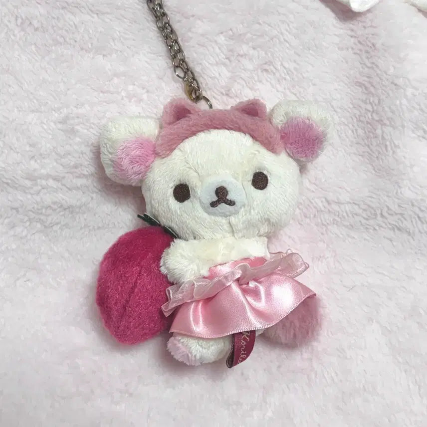 [BUNJANG] San-X Rilakkuma Strawberry Cat Mascot Keychain Plush / 코리락쿠마 스트로베리캣 마스코트 키링 인형 이치고 딸기 2021