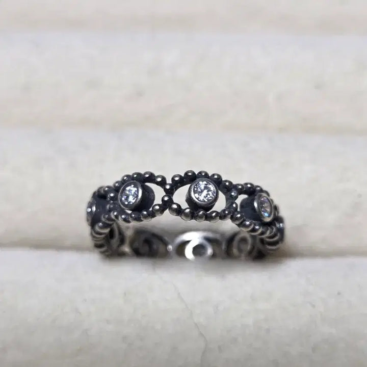 [BUNJANG] Antique Cubic Silver Ring / 실버 큐빅 엔틱 반지(일본구입