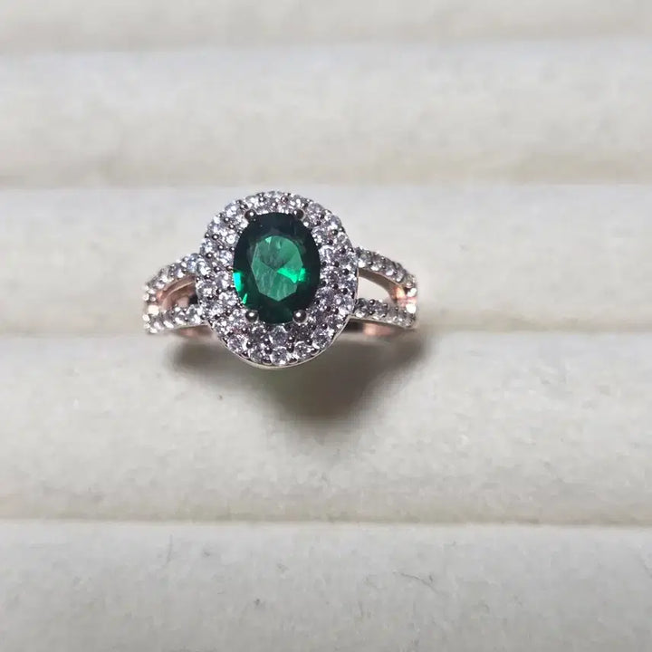 [SOLD OUT] 에메랄드 큐빅 반지 로즈골드(새상품.프리사이즈