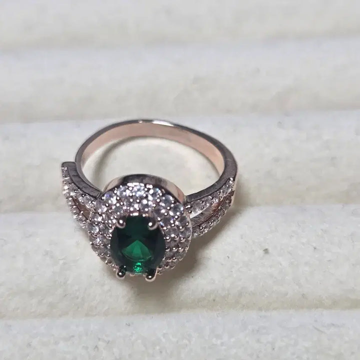 [SOLD OUT] 에메랄드 큐빅 반지 로즈골드(새상품.프리사이즈