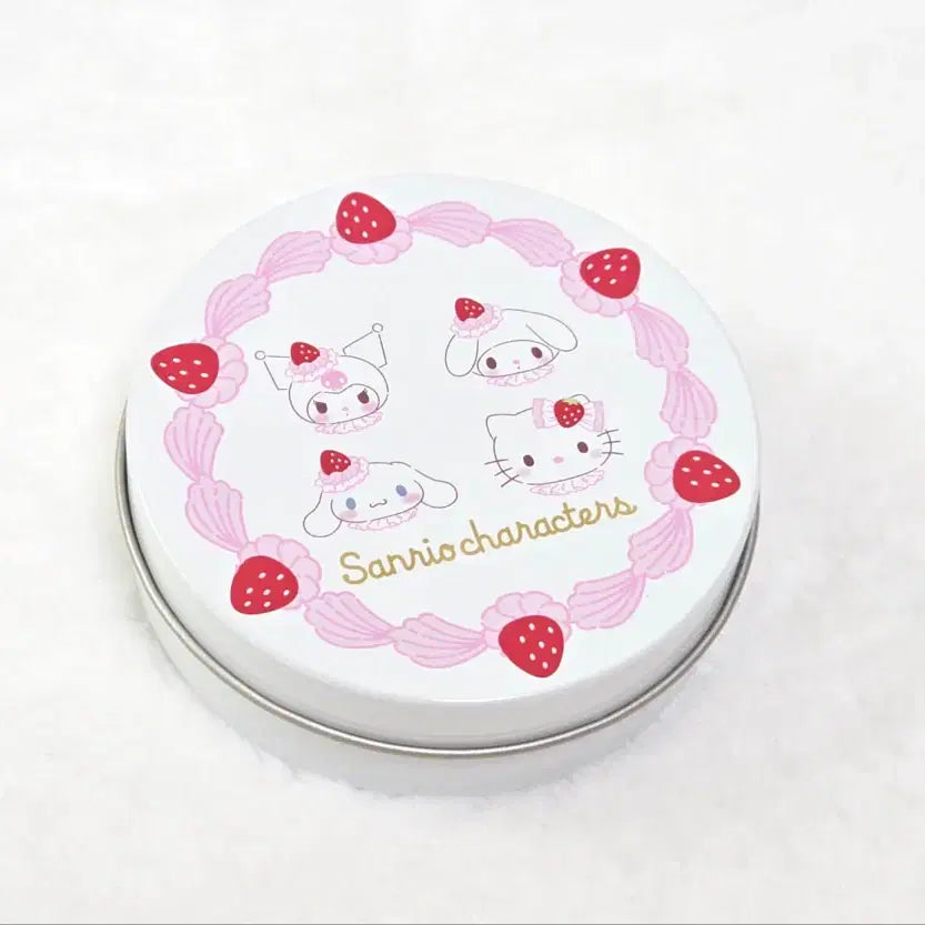 [BUNJANG] Sanrio Characters Strawberry Whipping Cake Sticker Tin Case / 산리오 캐릭터즈 딸기휘핑케이크 스티커 틴케이스