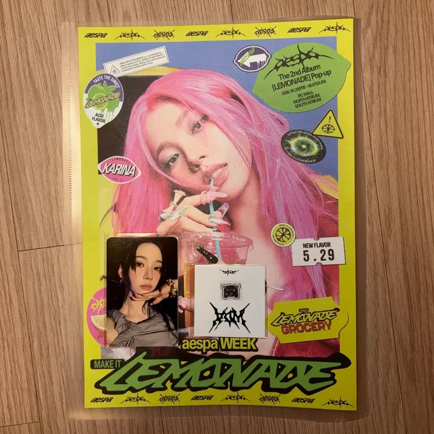 [BUNJANG] Aespa Karina Lemonade Bag Photocard, Electrum Charm, Poster Bundle Set / 에스파 카리나 레모네이드 가방 포카, 전차스, 포스터 일괄
