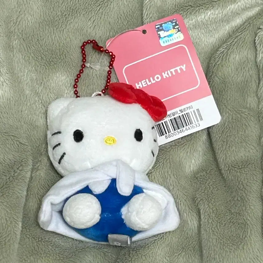 [BUNJANG] Sanrio Hello Kitty Cardigan Costume Plush Keychain / 택0,새상품) 산리오 헬로키티 가디건 코스튬 인형 키링