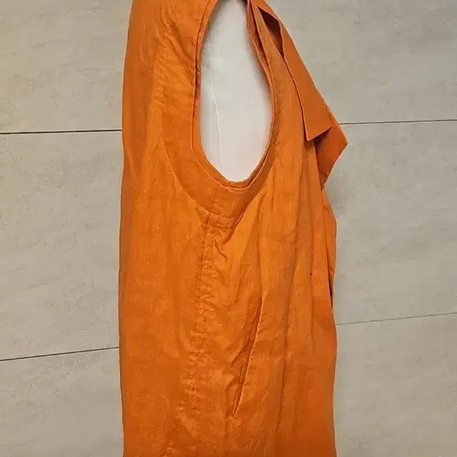 [BUNJANG] Orange Sleeveless Long Vest 100% Linen / 마 100프로 오렌지색 민소매 롱베스트