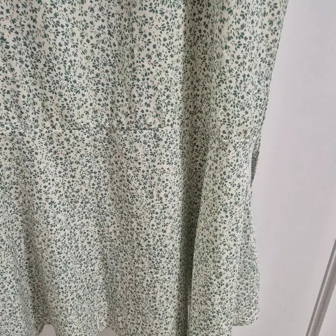 [BUNJANG] Square Neck Floral Print Long Dress - Mint / 스퀘어넥 롱원피스 민트