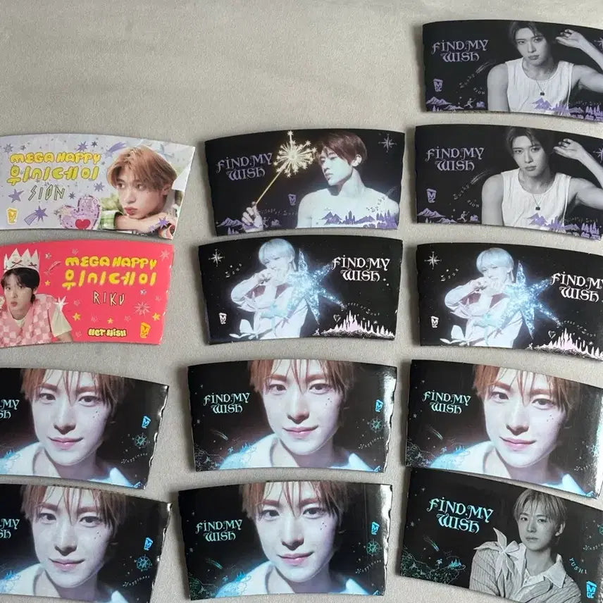 [BUNJANG] NCT WISH Mega Coffee Bundle Set Cupsleeve Zion Yuushi Sakuya Riku / 엔시티위시 컵홀더 13개 일괄판매 시온 유유시 사쿠야 리쿠
